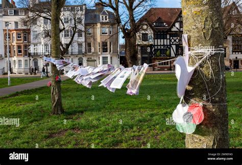 Posters in Brighton's Victoria Gardens showing those who have lost