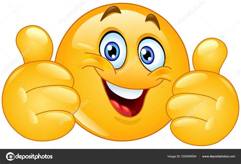 Happy Emoji Emoticon Showing Double Thumbs Stock Vector Image By