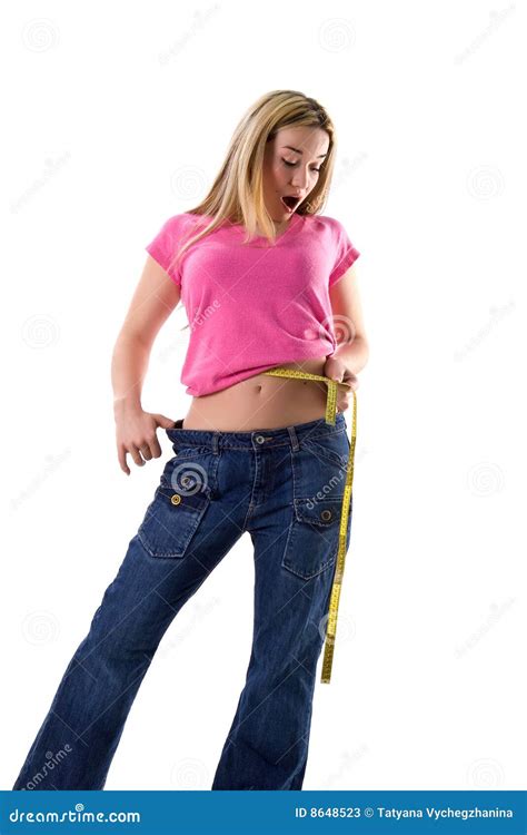 Cute Girl Measuring Her Small Waist Stock Image Image Of Goal