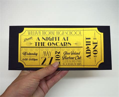 Old Hollywood Art Deco Red Carpet Gold Movie Ticket Prom Etsy