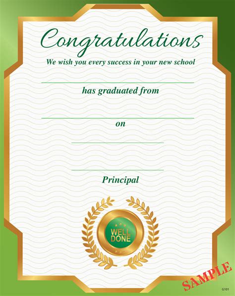 Primary School Certificate Graduation G101 Green Buy Online Ireland