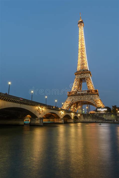 Long Exposure Of Eiffel Tower And Seine River At Dusk Editorial Photo