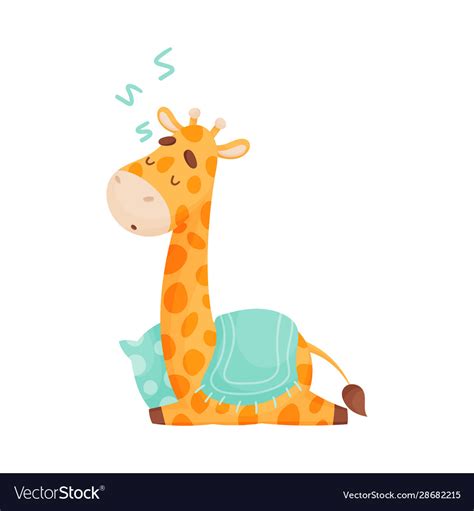 Cute Giraffe Cartoon Character Sleeping Covered Vector Image