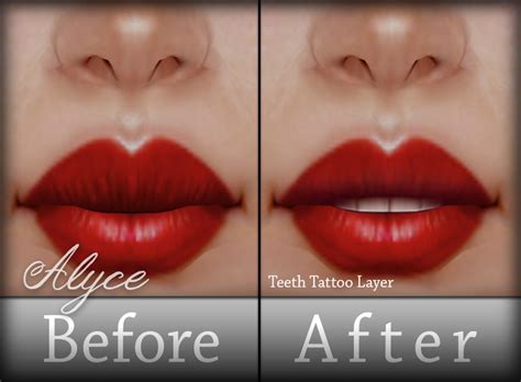 Second Life Marketplace Parted Lips Teeth Tattoo