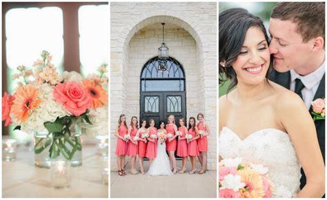Cute Coral And Gray Wedding At Briscoe Manor Luke And Cat Photography