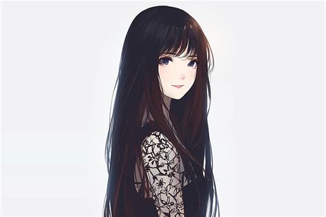 Fondo De Pantalla Digital De Personaje De Anime Femenino De Pelo Negro