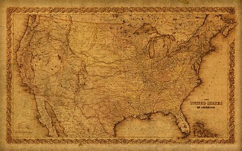 Map Of United States Of America Vintage Schematic Cartography Circa