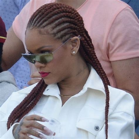 rihanna watches the game from a pavilion box balcony during the icc cricket world cup grey hair