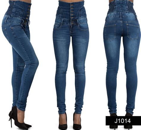Womens Ladies Sexy High Waist Skinny Jeans Blue Stretch Denim Size 6 16 Ebay