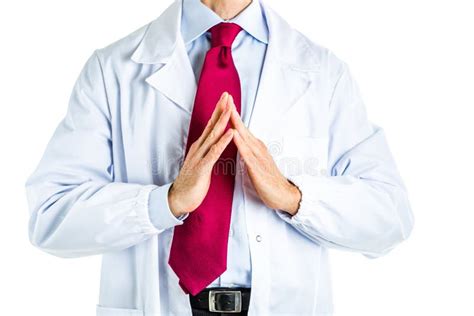 Hand Steeple Gesture By Doctor In White Coat Stock Image Image Of Medical Professional