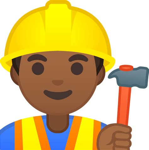Man Construction Worker Medium Dark Skin Tone Icon - Emoji Construction Worker Clipart - Full ...