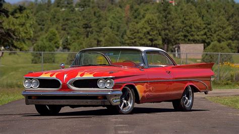 1959 Pontiac Bonneville Hardtop Classic Red Gm Flames Hd Wallpaper