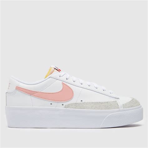 womens white and pink nike blazer low platform trainers schuh