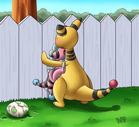 Rule 34 2018 Ampharos Blush Closed Eyes Duo Egg Female Fence Feral Flaaffy Grass Leaning Male