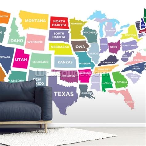 Map Of The Usa Wallpaper Mural Wallsauce Us