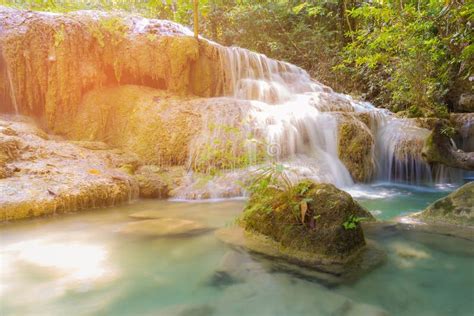 Natural Blue Stream Waterfall In Deep Forest Stock Photo Image Of