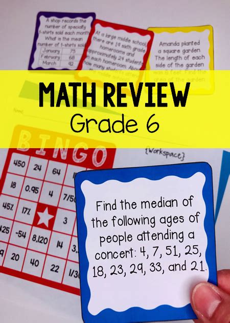 End Of Year Math Review Bingo Game 6th Grade Math Review Math Math