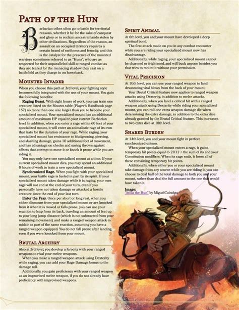 Path Of The Hun An Archery Focused Mounted Combat Barbarian Subclass