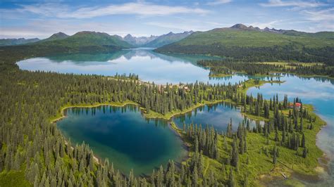 Alaska Forest And Mountain Panorama With Lake Hd Nature