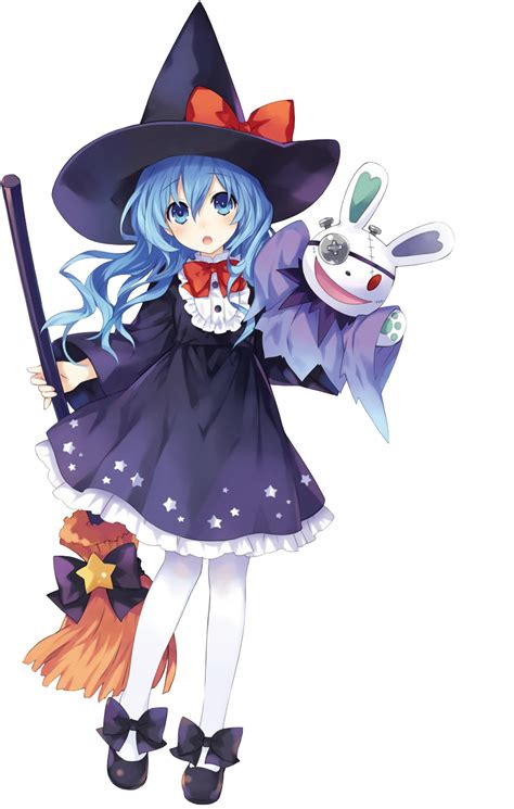 Anime Girl Blue Eyes Blue Hair Witch Halloween Witch Hat