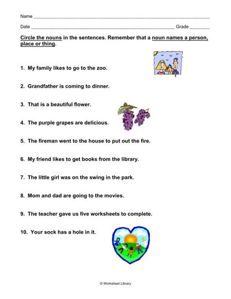 Circle The Nouns Easy Grade Worksheet With Answer Key Included Tpt
