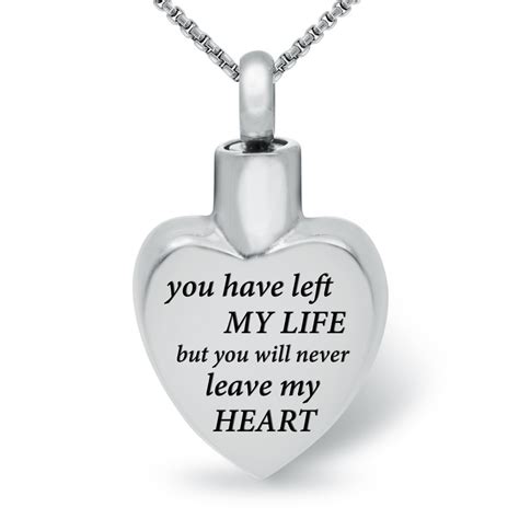 Memorial necklaces, memorial pendants, memorial jewellery for men and memorial bracelets. You Have Left My Life Ashes Necklace, Personalised ...