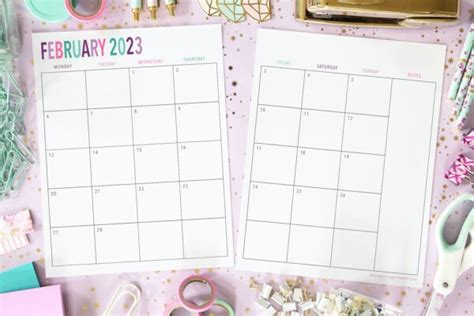 Free Printable 2 Page Blank Monthly Calendar 2023