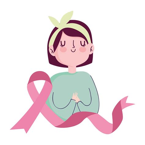 Breast Cancer Awareness Month Female With Waving Pink Ribbon 1859455