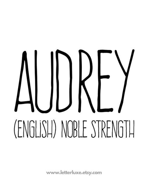 Audrey Name Meaning Art Printable Baby Shower T Nursery