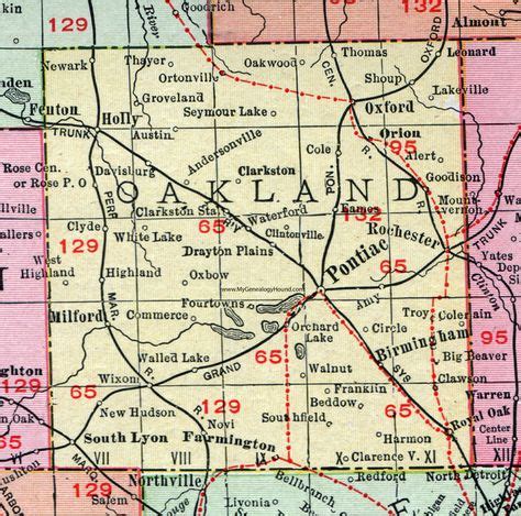 Oakland County Michigan Map Rand Mcnally Pontiac Troy Royal