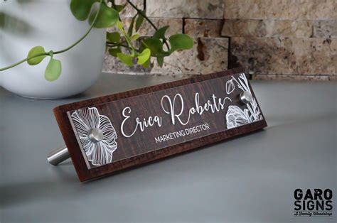 Desk Name Plate Rustic Espresso Or Reclaimed Grey Custom Etsy