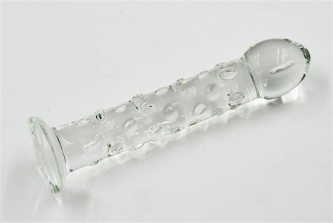 151204 Sheer Dotted Crystal Dildo Pyrex Glass Penis Dick Cock Anal Butt Plug Sex Toy For Women