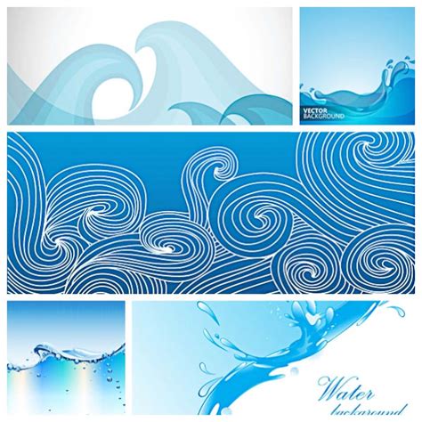 water background wave set vector