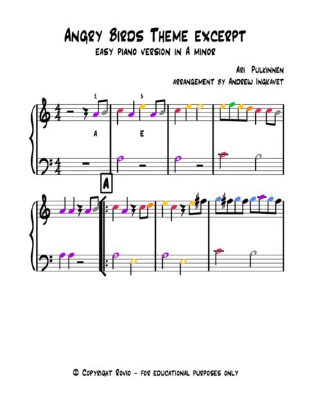 Angry Birds Theme For Flute Choir Free Music Sheet