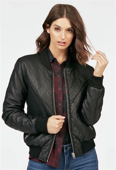 Faux Leather Bomber Jacket In Black Get Great Deals At Justfab