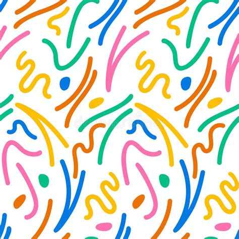 Colorful Lines Squiggle Seamless Pattern Vector Illustration Stock