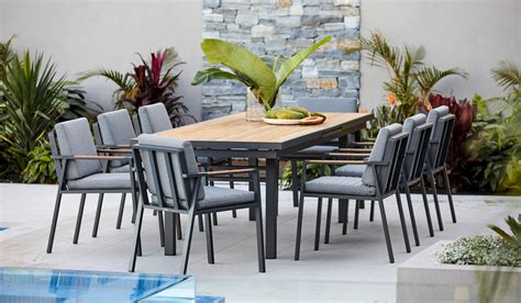 kai extendable outdoor dining table charcoal 280 340cm woodbury furniture