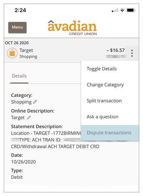 Dispute a transaction right from online and mobile banking