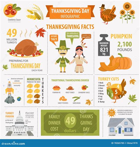 Thanksgiving Day Interesting Facts In Infographic Graphic Temp Stock