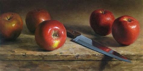 Michael Naples Reflecting Apples Original Fine Art Still Life