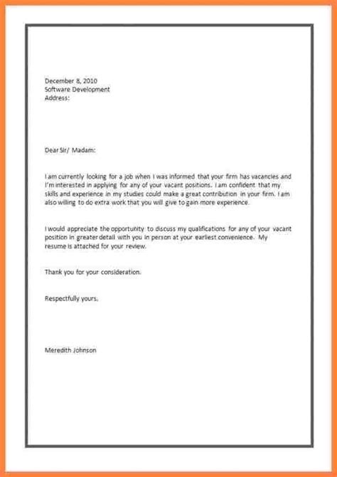 application letter vacant position   write