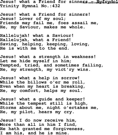 Trinity Hymnal Hymn Jesus What A Friend For Sinners Hyfrydol