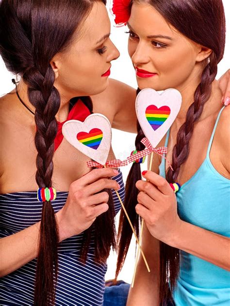 Lesbian Women With Heard In Erotic Foreplay Game Stock Image Image Of