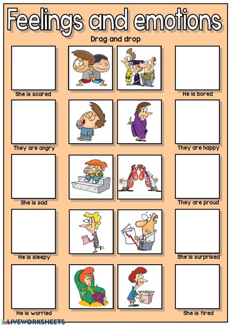 Feelings And Emotions Drag And Drop Interactive Worksheet Emotions