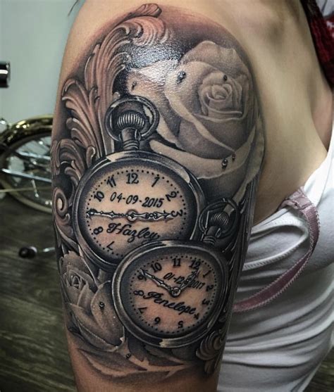 Rose Clock Tattoo Clock Tattoo Time Piece Tattoo Tattoos For Women Half Sleeve