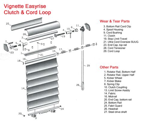 Diagrams And Parts For Hunter Douglas Vignette Shades