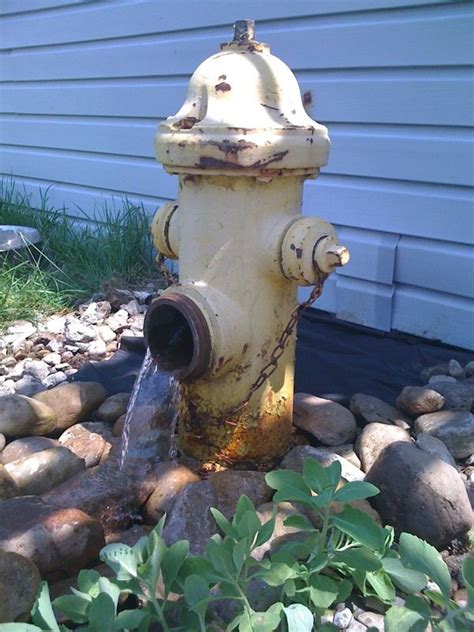 Outdoor container water fountain this outdoor fountain idea is perfect for your yard. fire hydrant water fountain | Dog water fountain, Outdoor ...