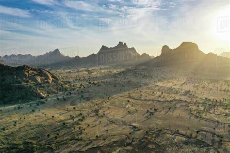 Aerial Of Beautiful Mountain Scenery Sahel Chad Africa Stock Photo Dissolve