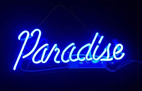 Paradise Aesthetic Blue Neon Lights Glow Words Sign Neon Signs Neon Light Signs