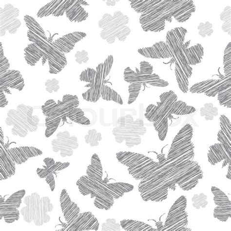 Grey Butterfly Seamless Vector Background Stock Vector Colourbox